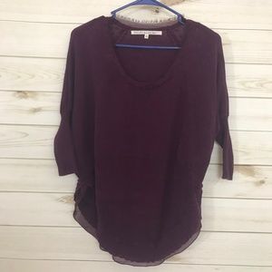 RACHEL Rachel Roy Burgundy Short Sleeve Sweater, Size X-Small